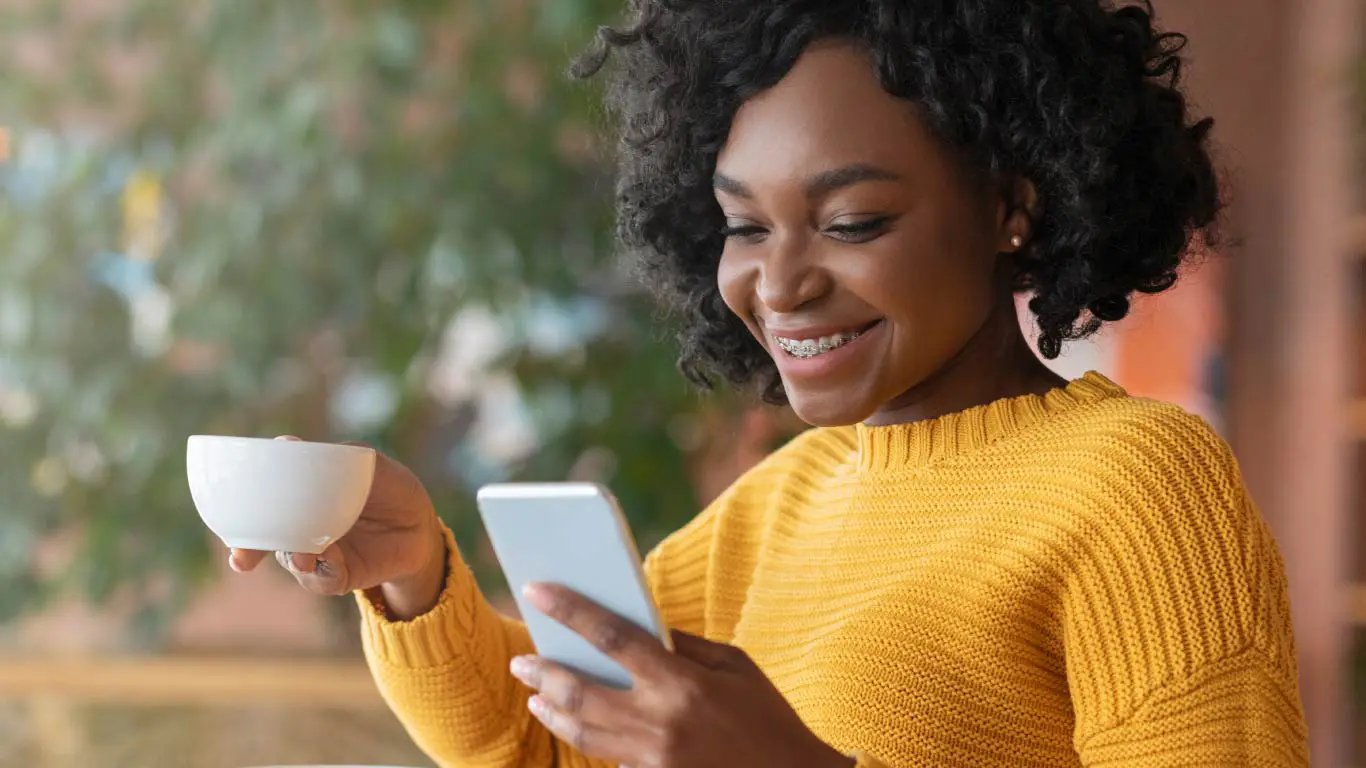 Woman looking at smartphone