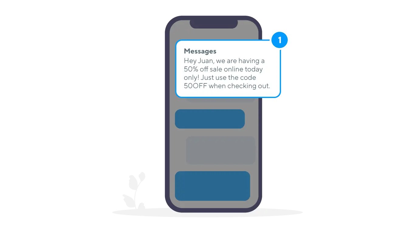 Phone screen with promotional SMS