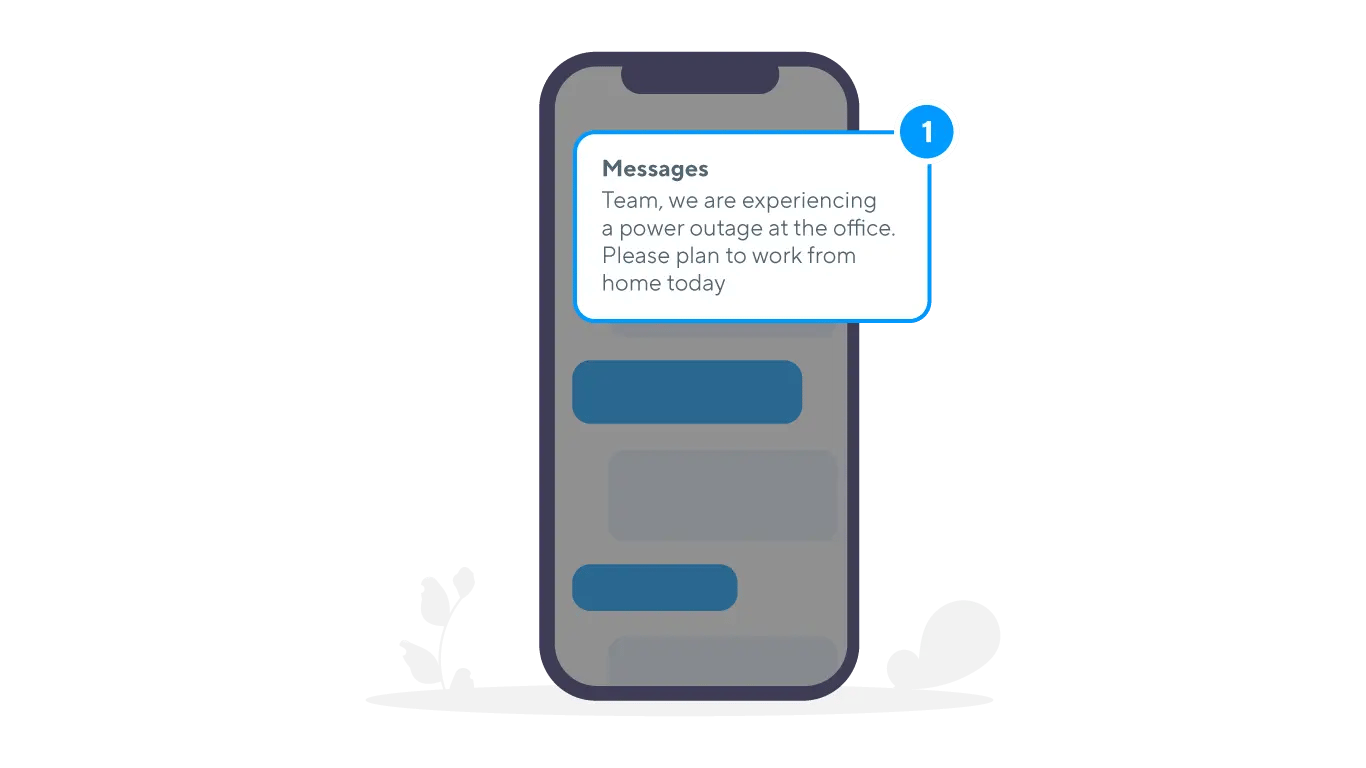 Phone screen with urgent notification SMS