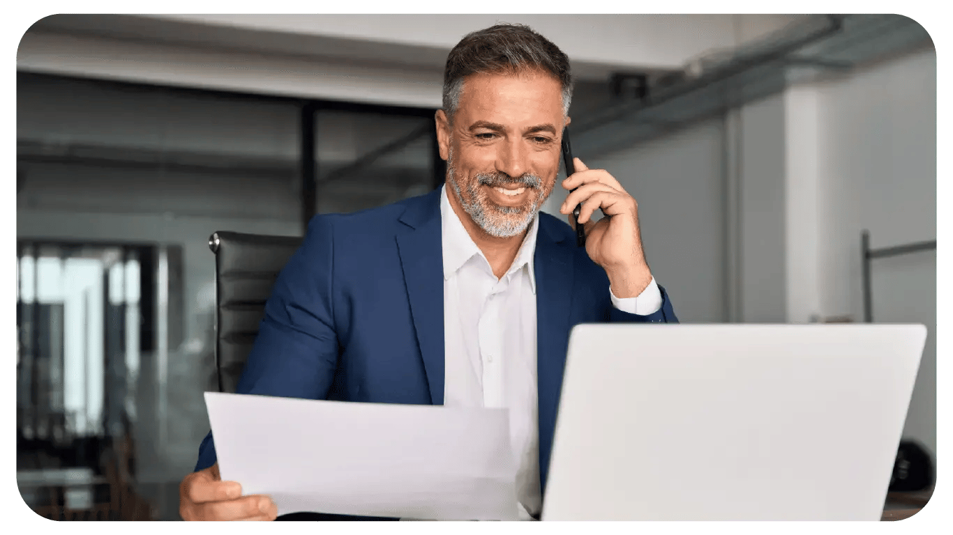 A man is using the call forwarding option on his business phone system.