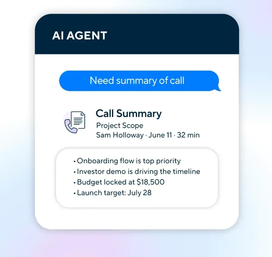 Integrations AI call summary