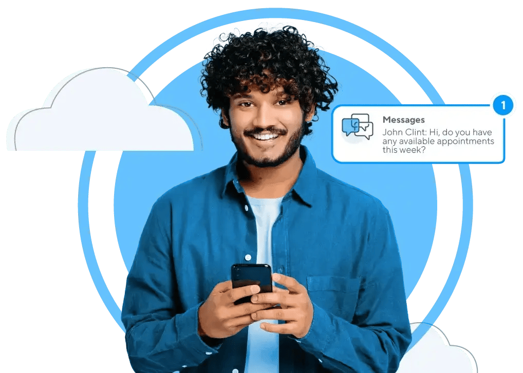 Man recieving business sms