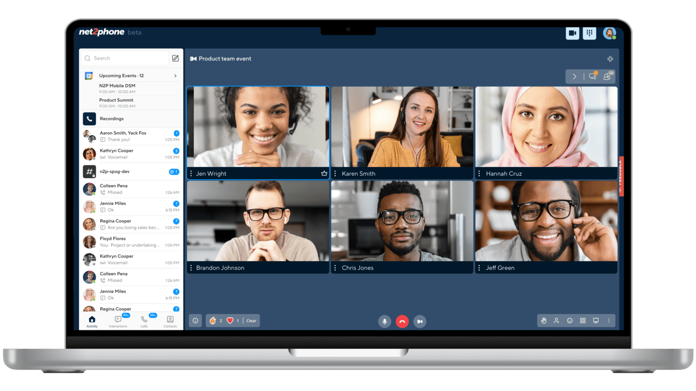 net2phone's videoconferencing is running on the laptop