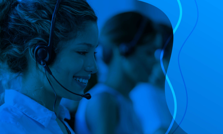 call center agent talking on headset