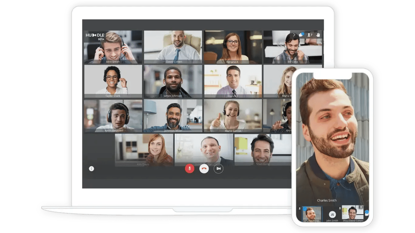 video meeting on laptop and smartphone