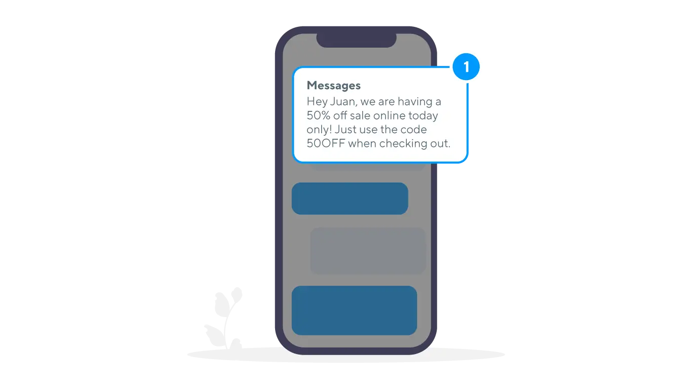 Phone screen with promotional SMS