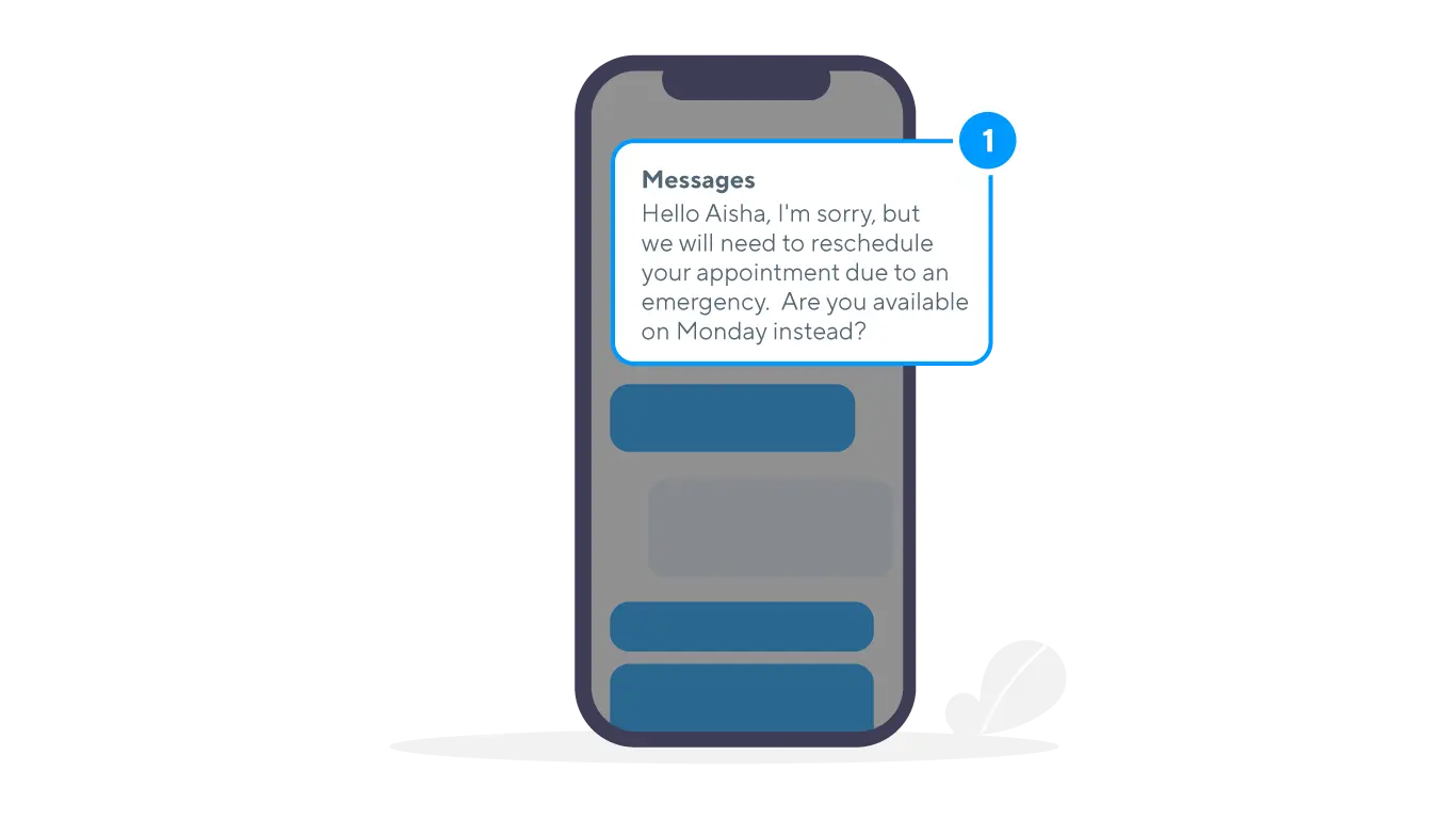 Phone screen with time sensitive update SMS