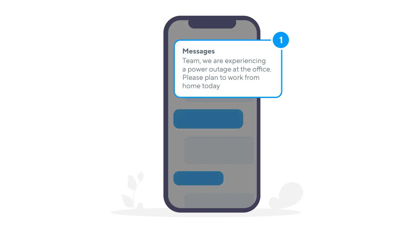 Phone screen with urgent notification SMS