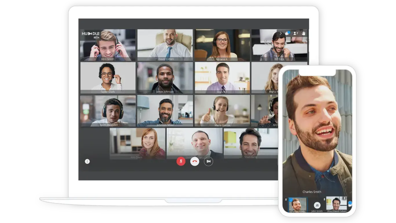 video meeting on laptop and smartphone